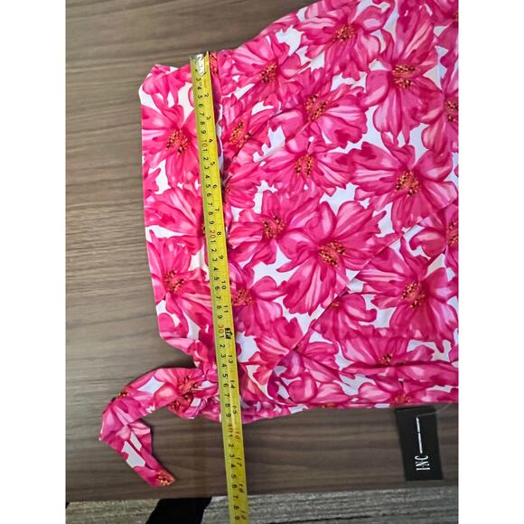 INC International Concepts Top XS NWT Pink Floral Wrap Tie Sleeveless Blouse - Picture 7 of 9